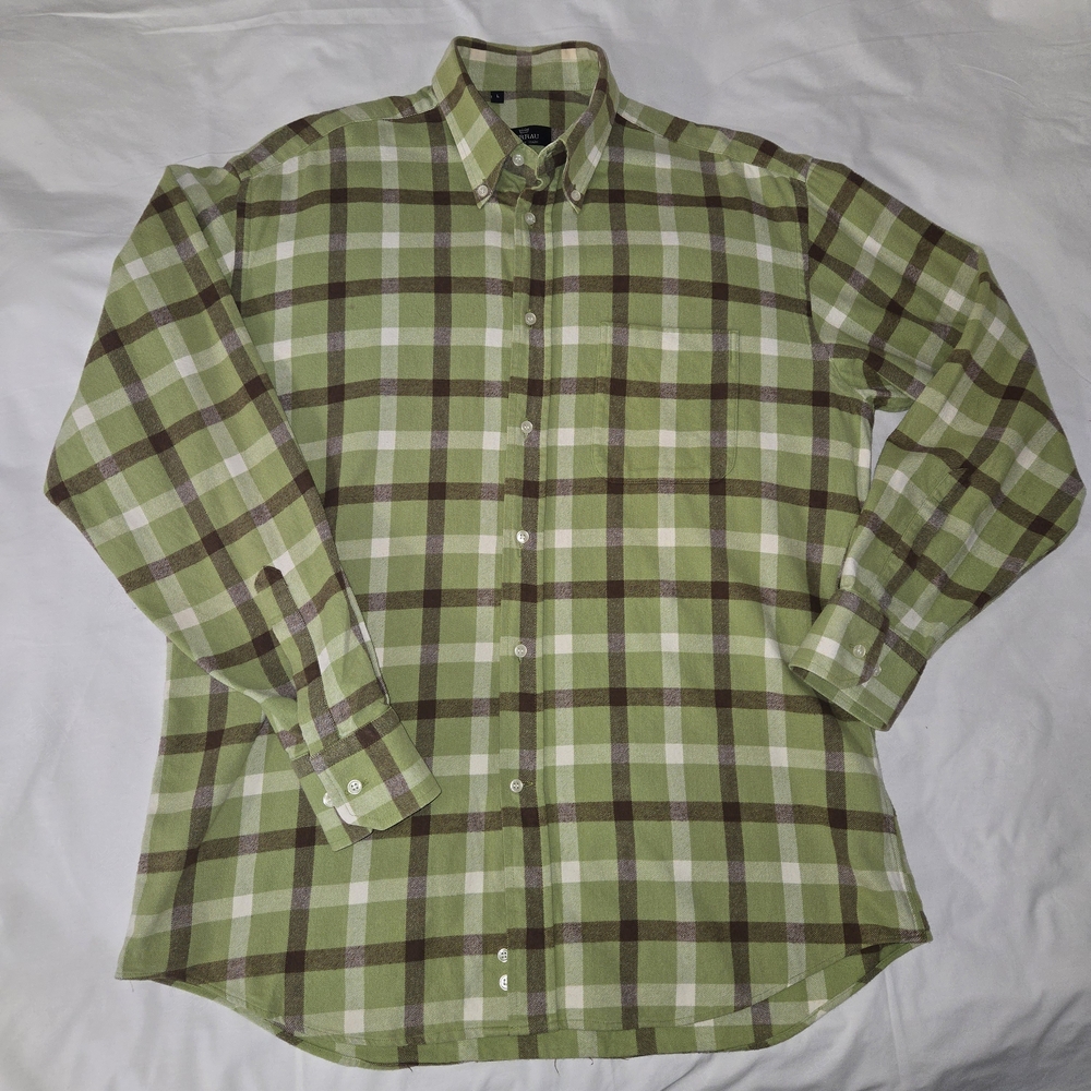 Turrau Olive and Brown Plaid Men's Casual Shirt